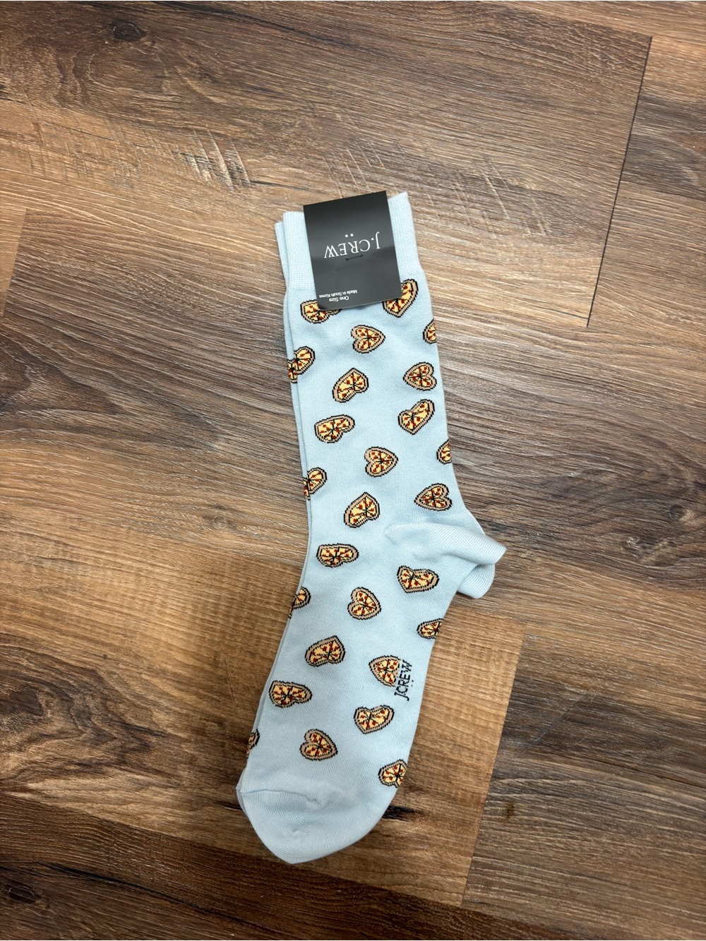 J. Crew Light Blue Socks with Heart Pizza Print